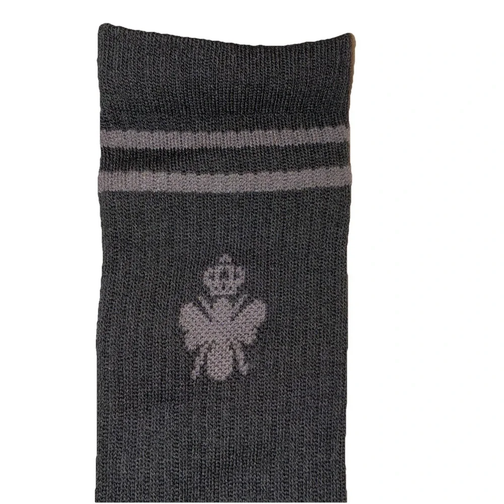 BOMBAS Socks Men's L‎ (US 9.5-13) Black Gray Stripe Calf Logo NEW Lot Of 5